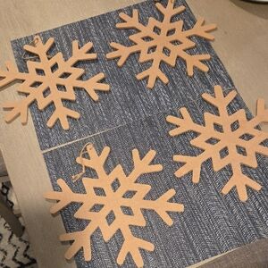 Set of 4 Tan 12" High Snowflake Ornaments
